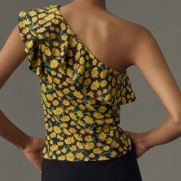 Anthropologie Maeve One-Shoulder Ruffled Top - Picture 15 of 16